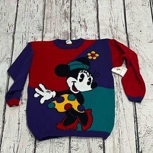 Vintage Kids Minnie Mouse DIsney World Cartoon 1980s NWT Sweater